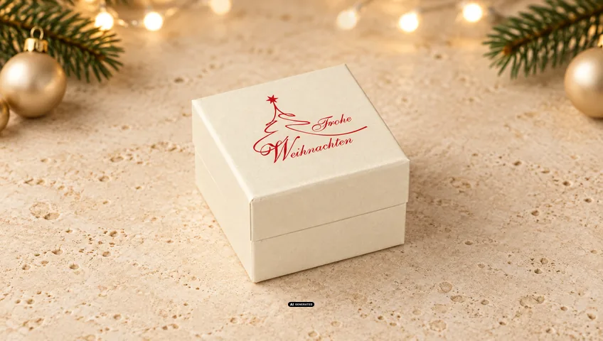 Boîte à bijoux LESER 0230 PLAIN crème avec le motif de Noël CLASSIC en rouge