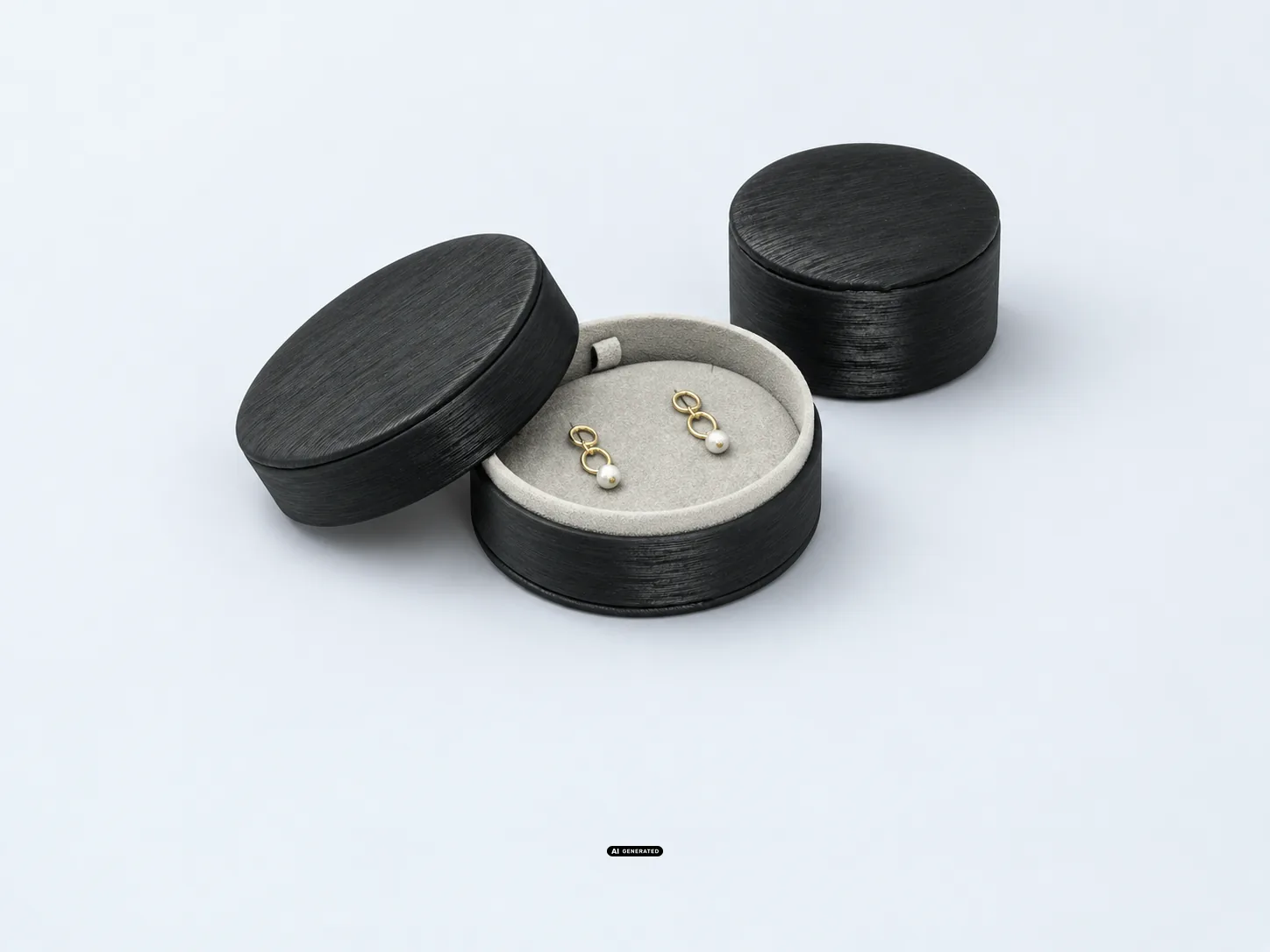 Écrins à bijoux ronds de la série 5920 ROUND en noir avec boucles d'oreilles