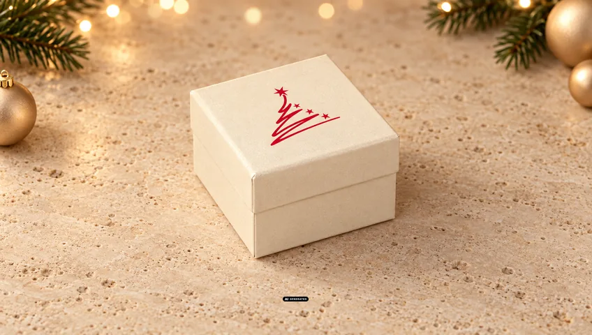 Boîte à bijoux LESER 0230 PLAIN crème avec le motif de Noël TREE en rouge
