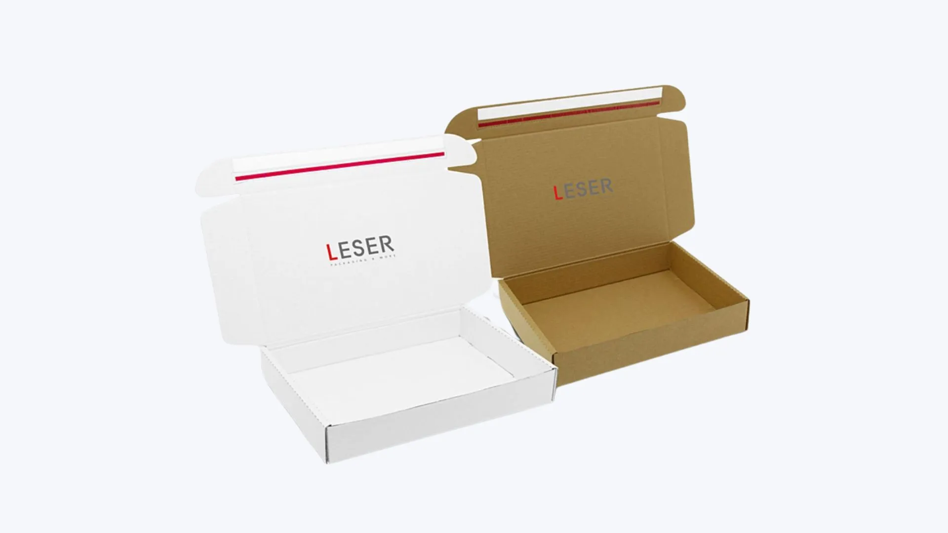 Boîtes d'expédition.<br>5 tailles. 2 couleurs.