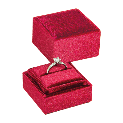 Ringdoosje met fluwelen bekleding in rood